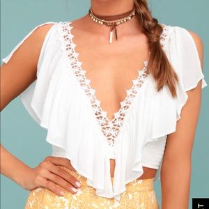 Lulu’s White Lace Crop Top